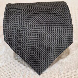 Geoffrey Beene Olive Green Black Polka Dot 100% Silk 4" Wide Tie Necktie 58"